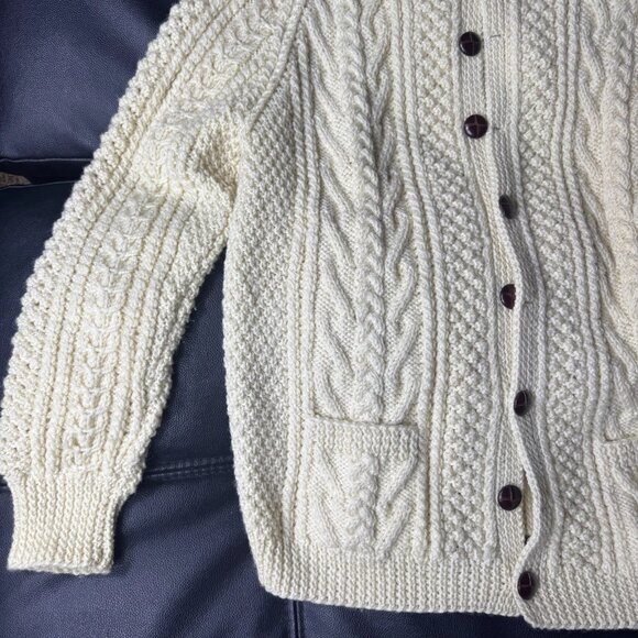 Vintage Rossan Knitwear Women's Cardigan Sweater White Cable Handknit Size XL - Picture 6 of 12